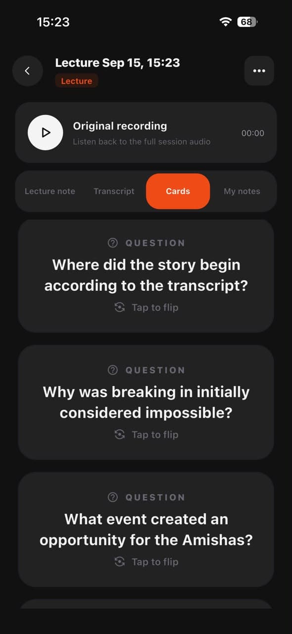Generated Lectivo study cards